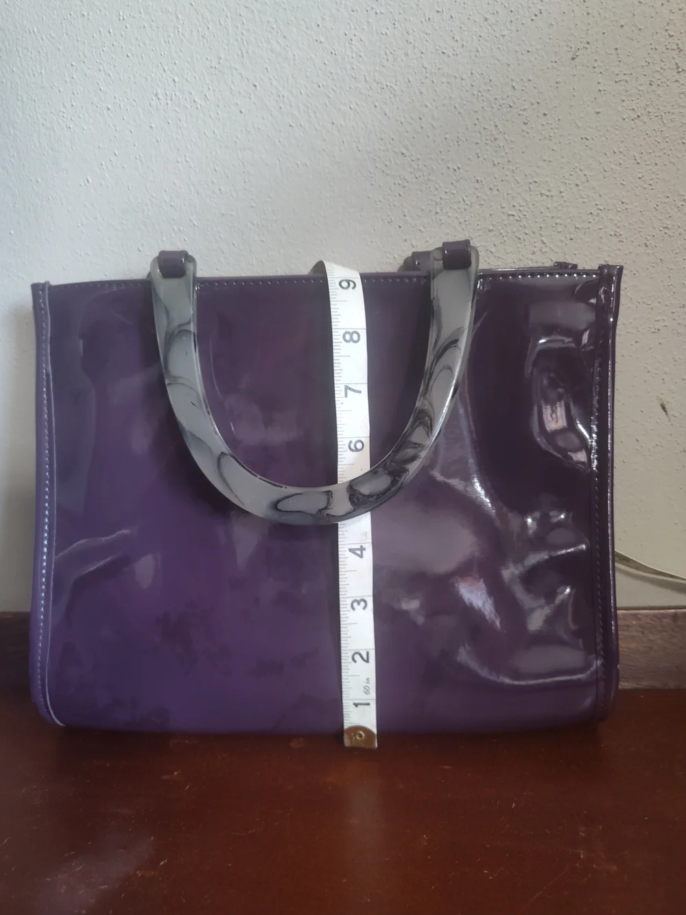 Neiman Marcus Purple Patent Tote with Silver Handles